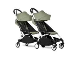 Babyzen BU1057 - Poussette Double YOYO² 6+ Olive - Cadre Blanc