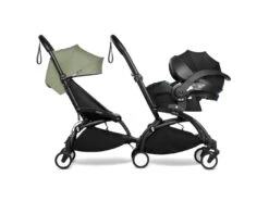 Babyzen BU1058 - Poussette Double YOYO² 6+ Olive, Siège-auto - Cadres Noirs