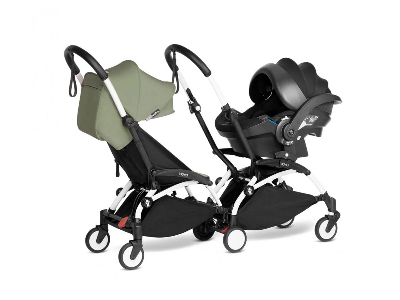 Babyzen BU1059 - Poussette Double YOYO² 6+ Olive, Siège-auto - Cadres Blancs 2 Babyzen BU1059 - Poussette Double YOYO² 6+ Olive, Siège-auto - Cadres Blancs – Image 2