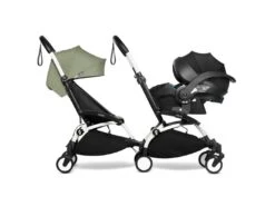 Babyzen BU1059 - Poussette Double YOYO² 6+ Olive, Siège-auto - Cadres Blancs