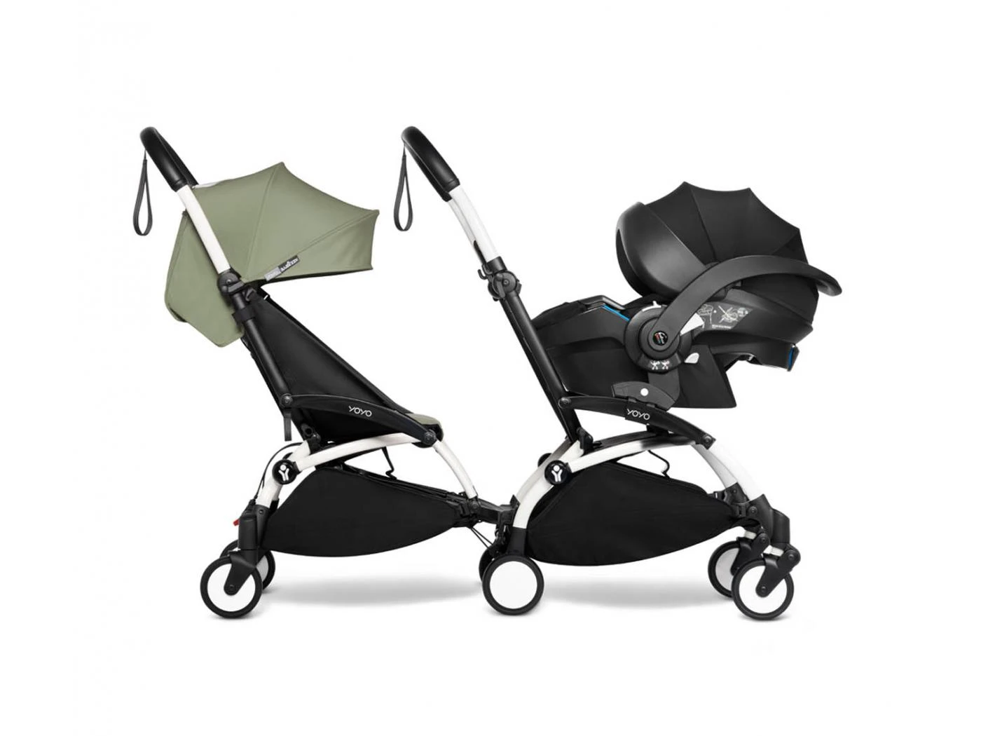 Babyzen BU1059 - Poussette Double YOYO² 6+ Olive, Siège-auto - Cadres Blancs 1 Babyzen BU1059 - Poussette Double YOYO² 6+ Olive, Siège-auto - Cadres Blancs