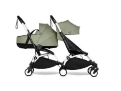 Babyzen BU1061 - Poussette Double YOYO² Nacelle, 6+ Olive - Cadre Blanc