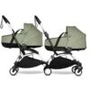 Babyzen BU1063 - Poussette Double YOYO² Nacelles Olive - Cadre Blanc