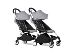 Babyzen BU1069 - Poussette Double YOYO² 6+ Stone - Cadre Blanc