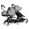 Babyzen BU1071 - Poussette Double YOYO² Nacelle, 6+ Stone - Cadre Blanc