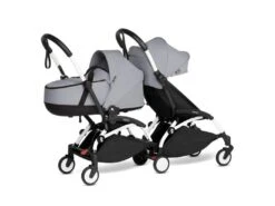 Babyzen BU1071 - Poussette Double YOYO² Nacelle, 6+ Stone - Cadre Blanc