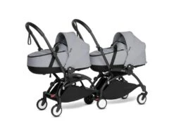 Babyzen BU1072 - Poussette Double YOYO² Nacelles Stone - Cadre Noir