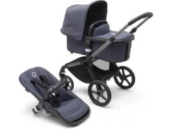 100051001 - Poussette Bugaboo Fox 5 Complète GRAPHITE - Bleu Tempête Noir (Stormy Blue)