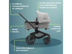 100051054 - Poussette Bugaboo Fox 5 Complète Noire - Gris Mélange (Grey Melange) -Poussette Promotion Boutique bugaboo 100051054 poussette bugaboo fox 5 complete noire gris melange grey melange 1600 4