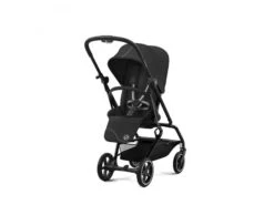 CYBEX 522003759 - Poussette Compacte Et Rotative Eezy S Twist+2 - Châssis Noir Et Siège Moon Black - Système De Rotation 360°