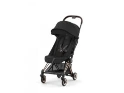 CYBEX 522004245 - Coya - Poussette Citadine Ultra Compacte - Châssis Rose Gold Et Siège Sepia Black