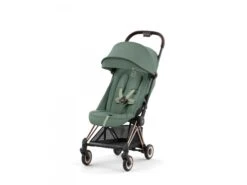 CYBEX 522004285 - Coya - Poussette Citadine Ultra Compacte - Châssis Rose Gold Et Siège Leaf Green