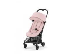 CYBEX 522004345 - Coya - Poussette Citadine Ultra Compacte - Châssis Matt Black Et Siège Peach Pink
