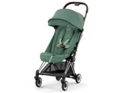 CYBEX 522004425 - Coya - Poussette Citadine Ultra Compacte - Châssis Chrome Dark Brown - Siège Leaf Green