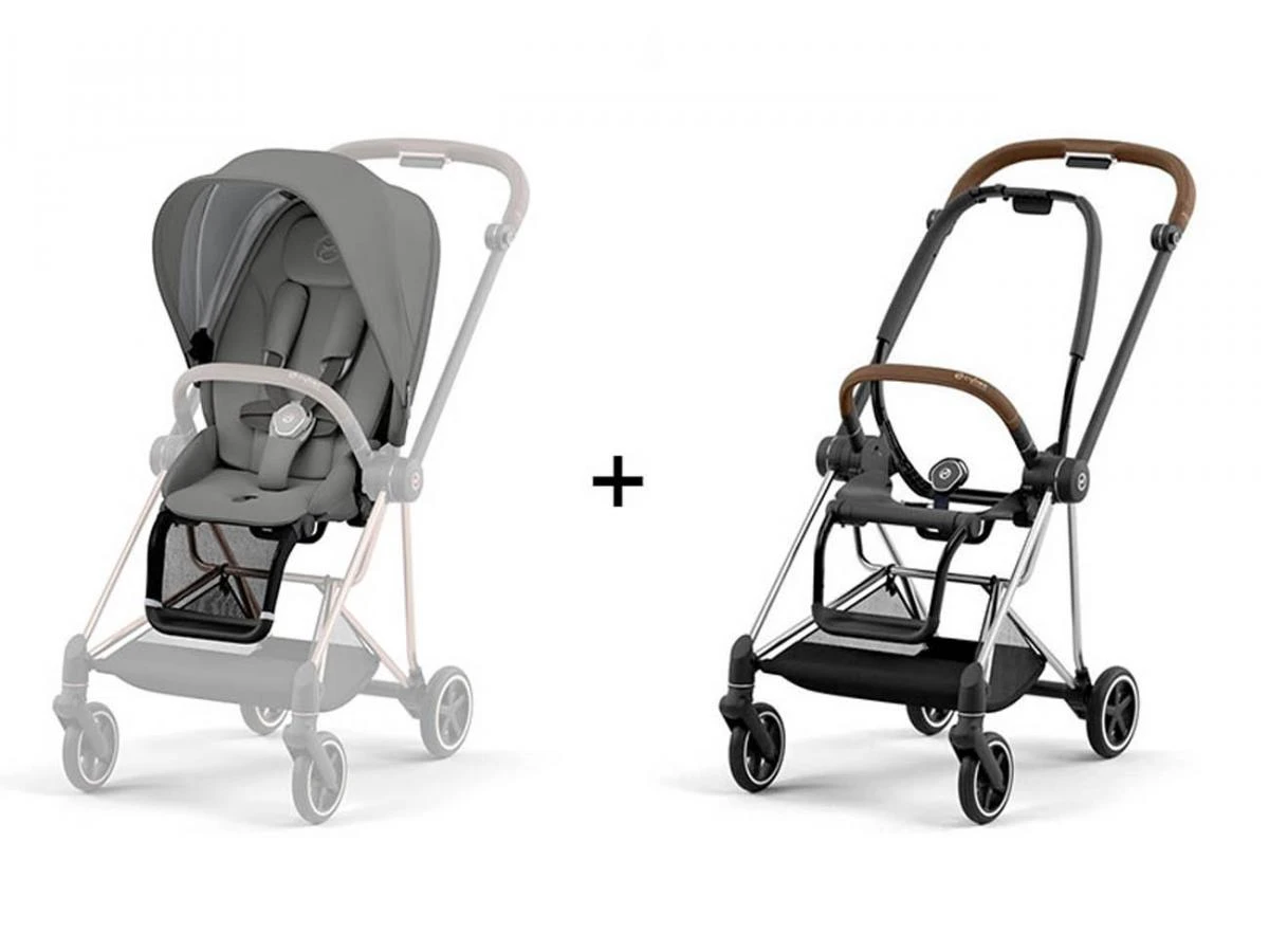 CYBEX BU549 - Poussette MIOS 3 Châssis Chrome Marron Habillage Soho Grey 2 CYBEX BU549 - Poussette MIOS 3 Châssis Chrome Marron Habillage Soho Grey – Image 2