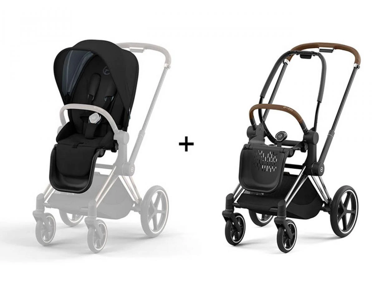 CYBEX BU569 - Poussette PRIAM 4 Châssis Chrome Marron Habillage Deep Black 2 CYBEX BU569 - Poussette PRIAM 4 Châssis Chrome Marron Habillage Deep Black – Image 2