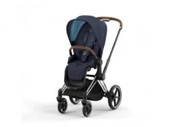 CYBEX BU577 - Poussette PRIAM 4 Châssis Chrome Marron Habillage Nautical Blue