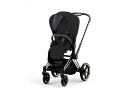 CYBEX BU578 - Poussette PRIAM 4 Châssis Rose Gold Habillage Stardust Black Plus (Tissu Premium)