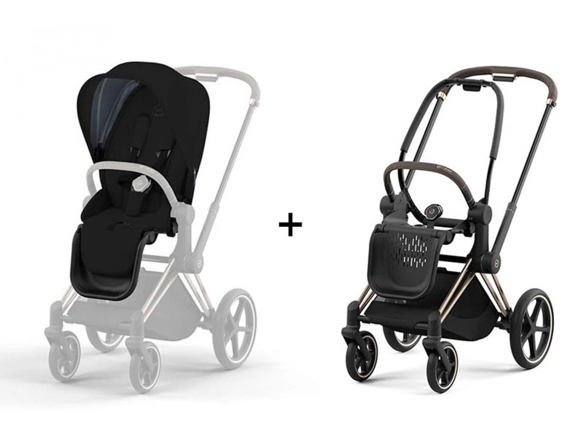 CYBEX BU578 - Poussette PRIAM 4 Châssis Rose Gold Habillage Stardust Black Plus (Tissu Premium) 2 CYBEX BU578 - Poussette PRIAM 4 Châssis Rose Gold Habillage Stardust Black Plus (Tissu Premium) – Image 2