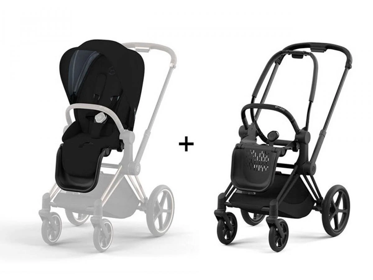 CYBEX BU579 - Poussette PRIAM 4 Châssis Matt Black Habillage Stardust Black Plus 2 CYBEX BU579 - Poussette PRIAM 4 Châssis Matt Black Habillage Stardust Black Plus – Image 2