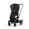 CYBEX BU586 - Poussette PRIAM 4 Châssis Rose Gold Habillage Midnight Blue Plus (Tissu Premium)