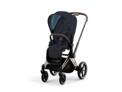 CYBEX BU586 - Poussette PRIAM 4 Châssis Rose Gold Habillage Midnight Blue Plus (Tissu Premium)