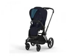 CYBEX BU587 - Poussette PRIAM 4 Châssis Matt Black Habillage Midnight Blue Plus
