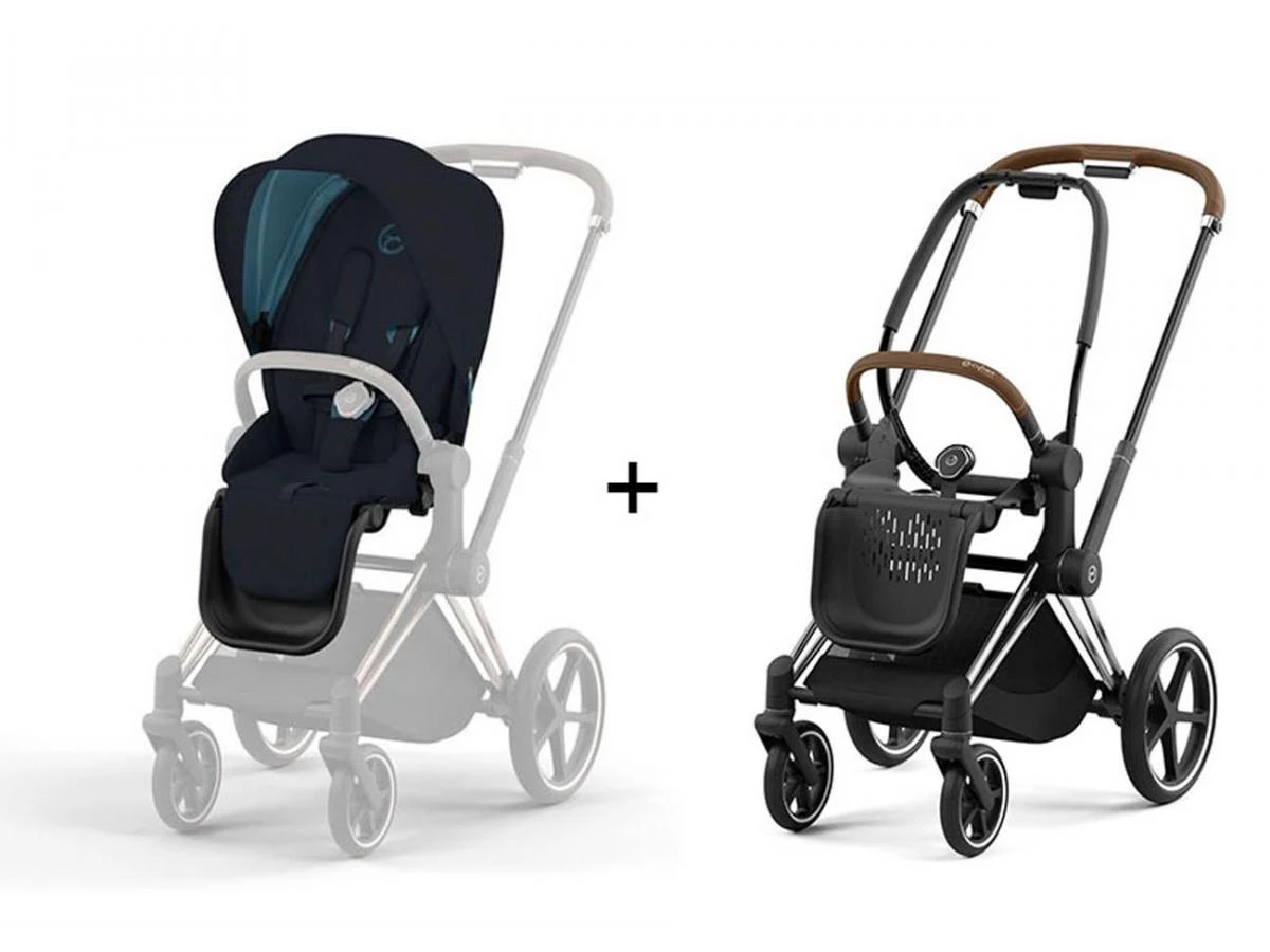 CYBEX BU588 - Poussette PRIAM 4 Châssis Chrome Noir Habillage Midnight Blue Plus 1 CYBEX BU588 - Poussette PRIAM 4 Châssis Chrome Noir Habillage Midnight Blue Plus
