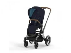 CYBEX BU589 - Poussette PRIAM 4 Châssis Chrome Marron Habillage Midnight Blue Plus