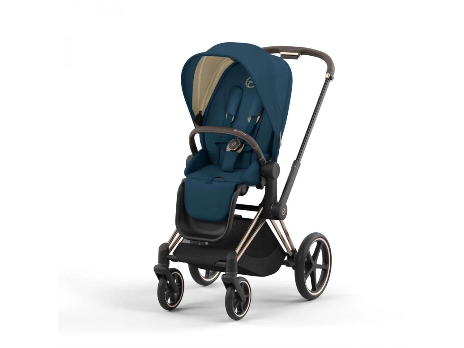 CYBEX BU630 - Poussette PRIAM 4 Châssis Rose Gold Habillage Mountain Blue 1 CYBEX BU630 - Poussette PRIAM 4 Châssis Rose Gold Habillage Mountain Blue