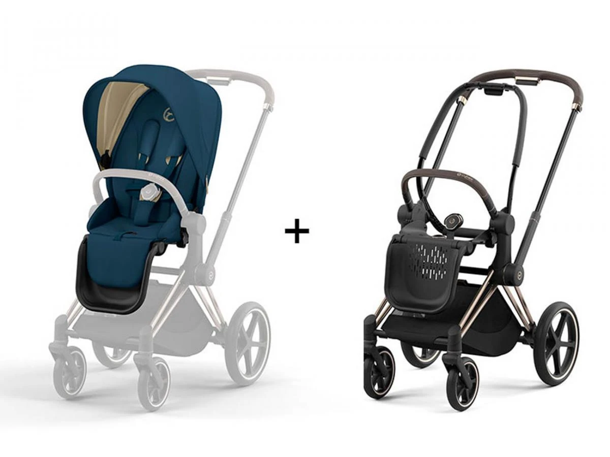 CYBEX BU630 - Poussette PRIAM 4 Châssis Rose Gold Habillage Mountain Blue 2 CYBEX BU630 - Poussette PRIAM 4 Châssis Rose Gold Habillage Mountain Blue – Image 2