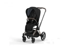 CYBEX BU632 - Poussette PRIAM 4 Châssis Rose Gold Habillage Onyx Black (matière Recyclé)