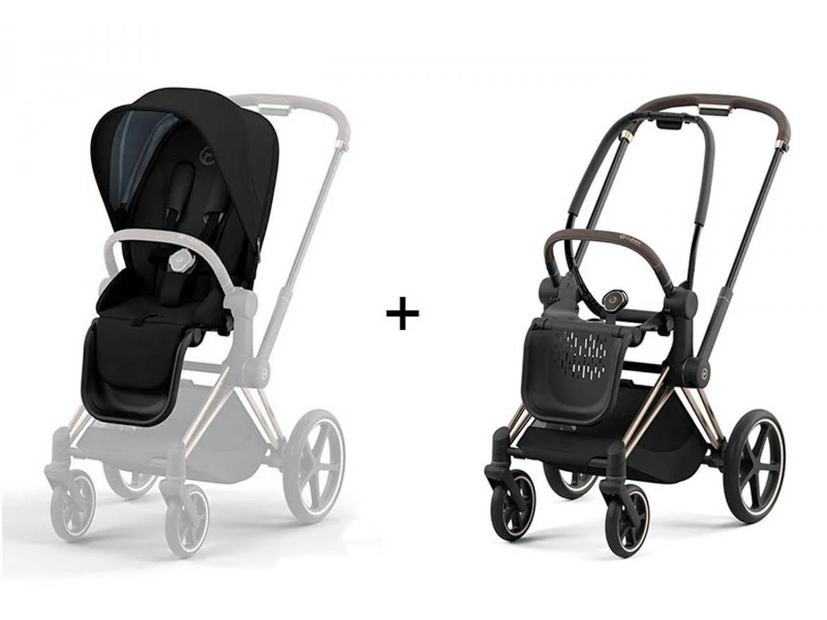 CYBEX BU632 - Poussette PRIAM 4 Châssis Rose Gold Habillage Onyx Black (matière Recyclé) 2 CYBEX BU632 - Poussette PRIAM 4 Châssis Rose Gold Habillage Onyx Black (matière Recyclé) – Image 2