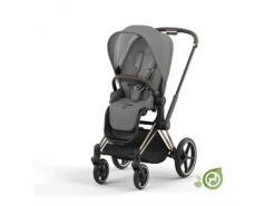 CYBEX BU634 - Poussette PRIAM 4 Châssis Rose Gold Habillage Pearl Grey (matière Recyclé)