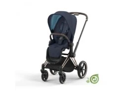 CYBEX BU636 - Poussette PRIAM 4 Châssis Rose Gold Habillage Dark Navy (matière Recyclé)