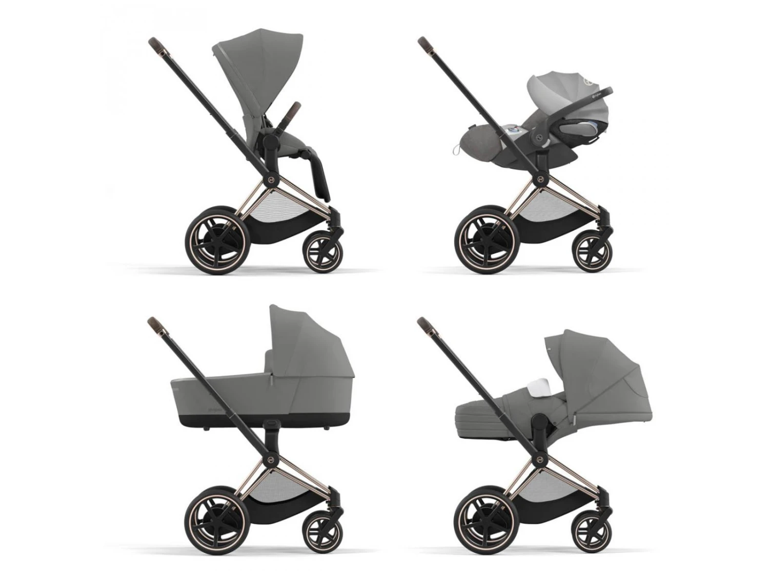 CYBEX BU656 - Poussette PRIAM 4 Châssis Rose Gold Nacelle Soho Grey 4 CYBEX BU656 - Poussette PRIAM 4 Châssis Rose Gold Nacelle Soho Grey – Image 4