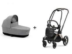 CYBEX BU674 - Poussette PRIAM 4 Châssis Rose Gold Nacelle Manhattan Grey Plus (Tissu Premium)